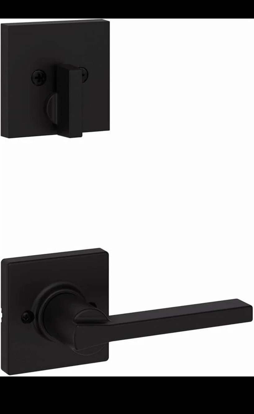 Kwikset Casey Interior Pack Lever Handle Door Lock, Matte Black, 971CSL SQT 514